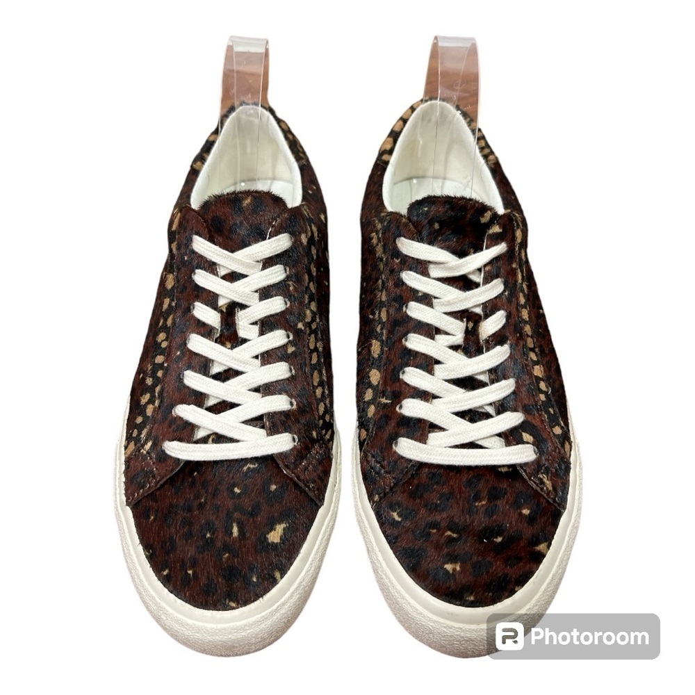 Madewell Genuine Calf Hair Sidewalk Low-Top Sneakers Painted Leopard Sz 10M